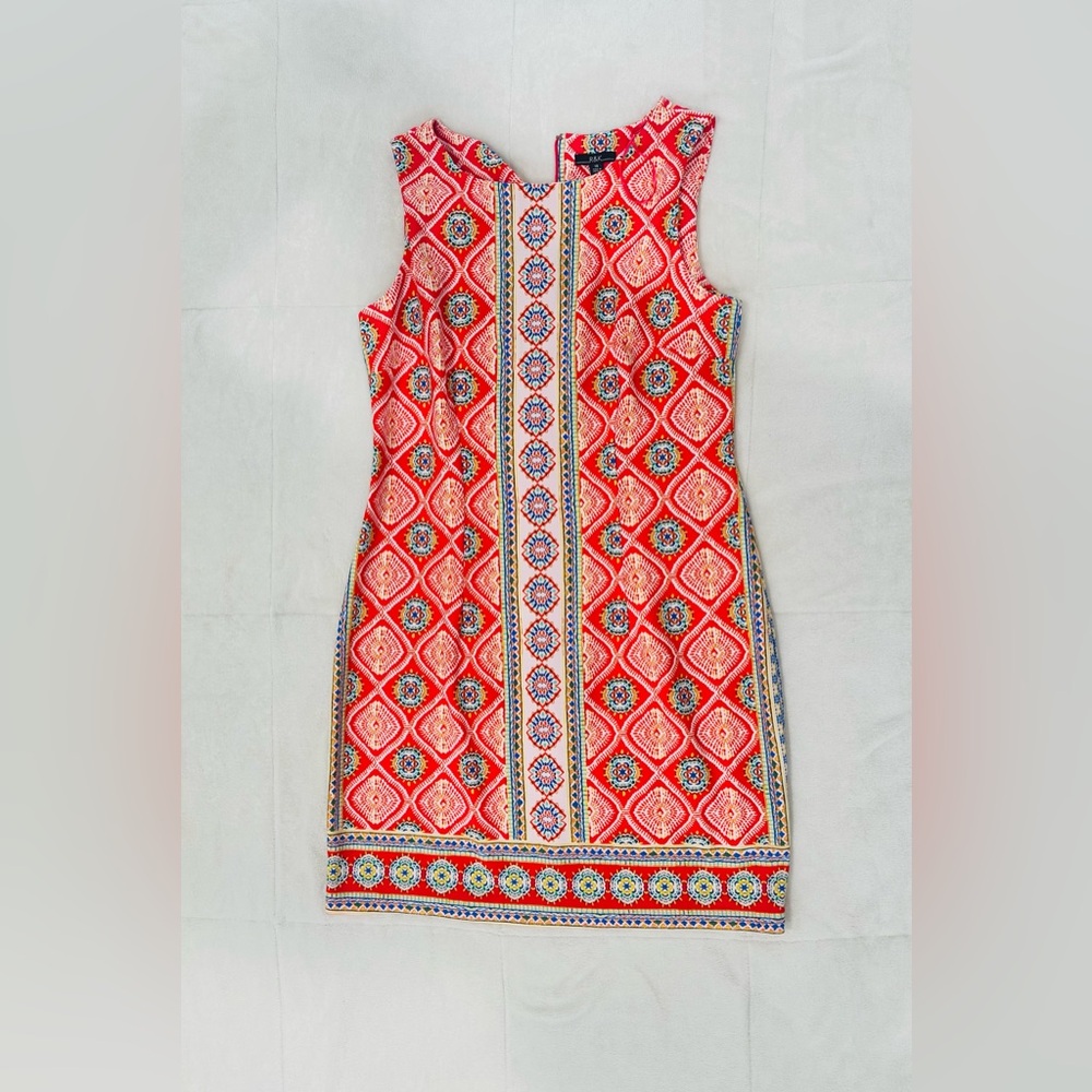 R&K Red and Blue Patterned Mini Dress